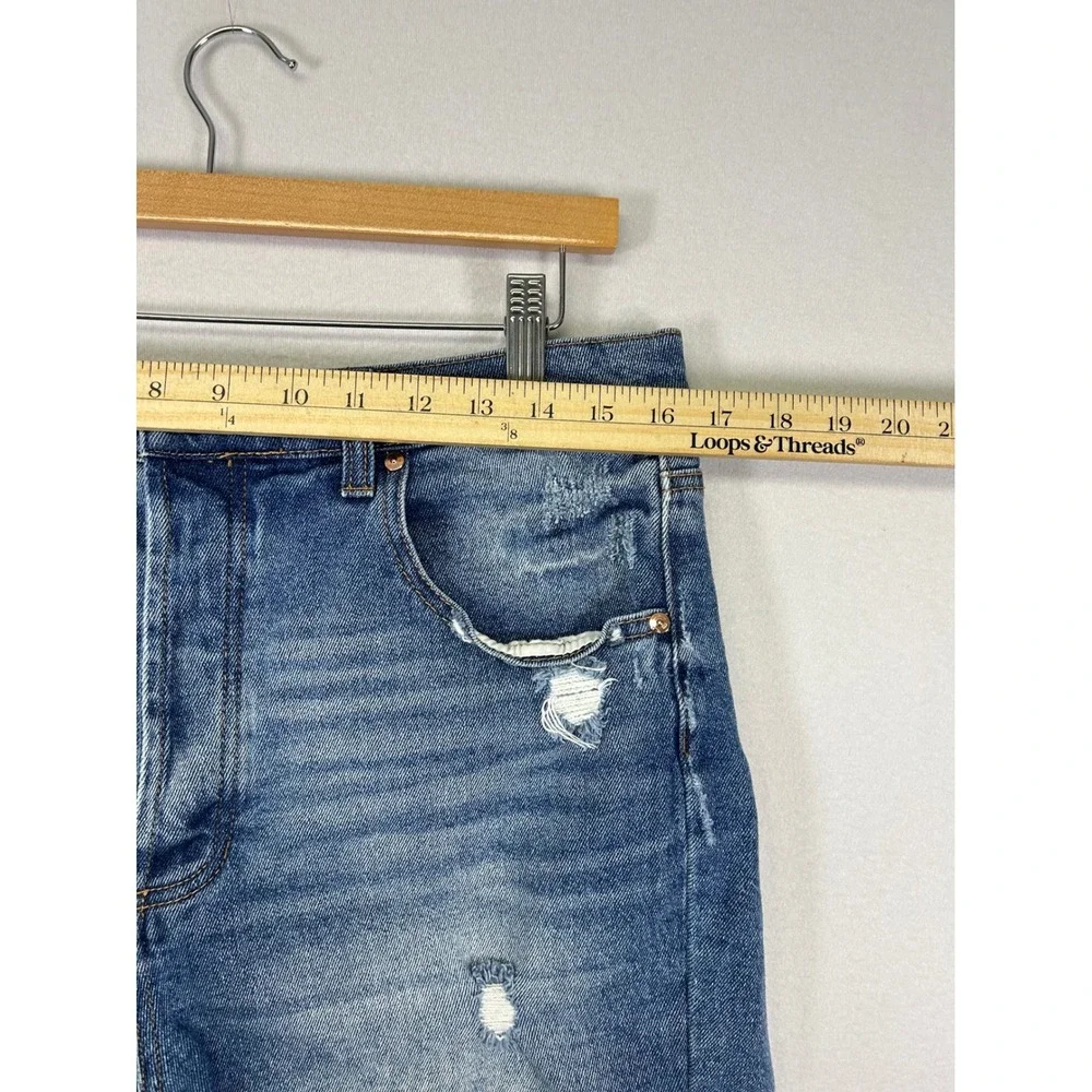 Festival Boho And Now This Womens 32 Blue‎ Distressed High Rise Denim Shorts